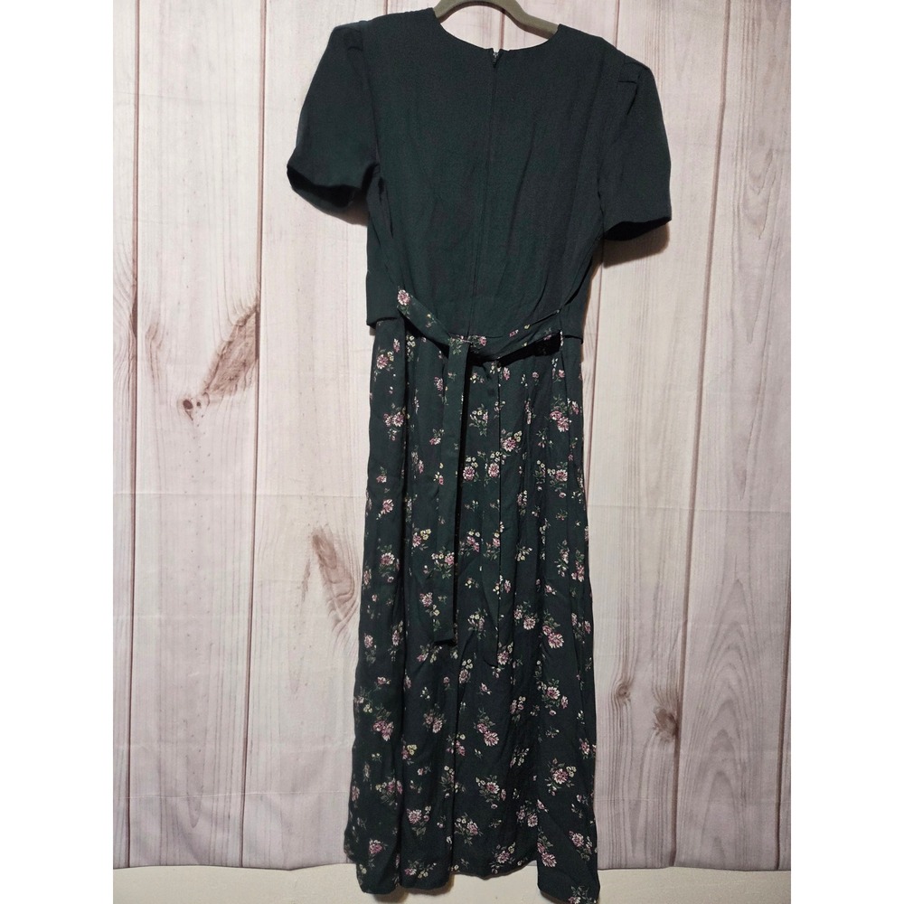 Periwinkle Vintage Floral Embroidered Midi Dress Black Pink Green Size 10‎ - Picture 2 of 7